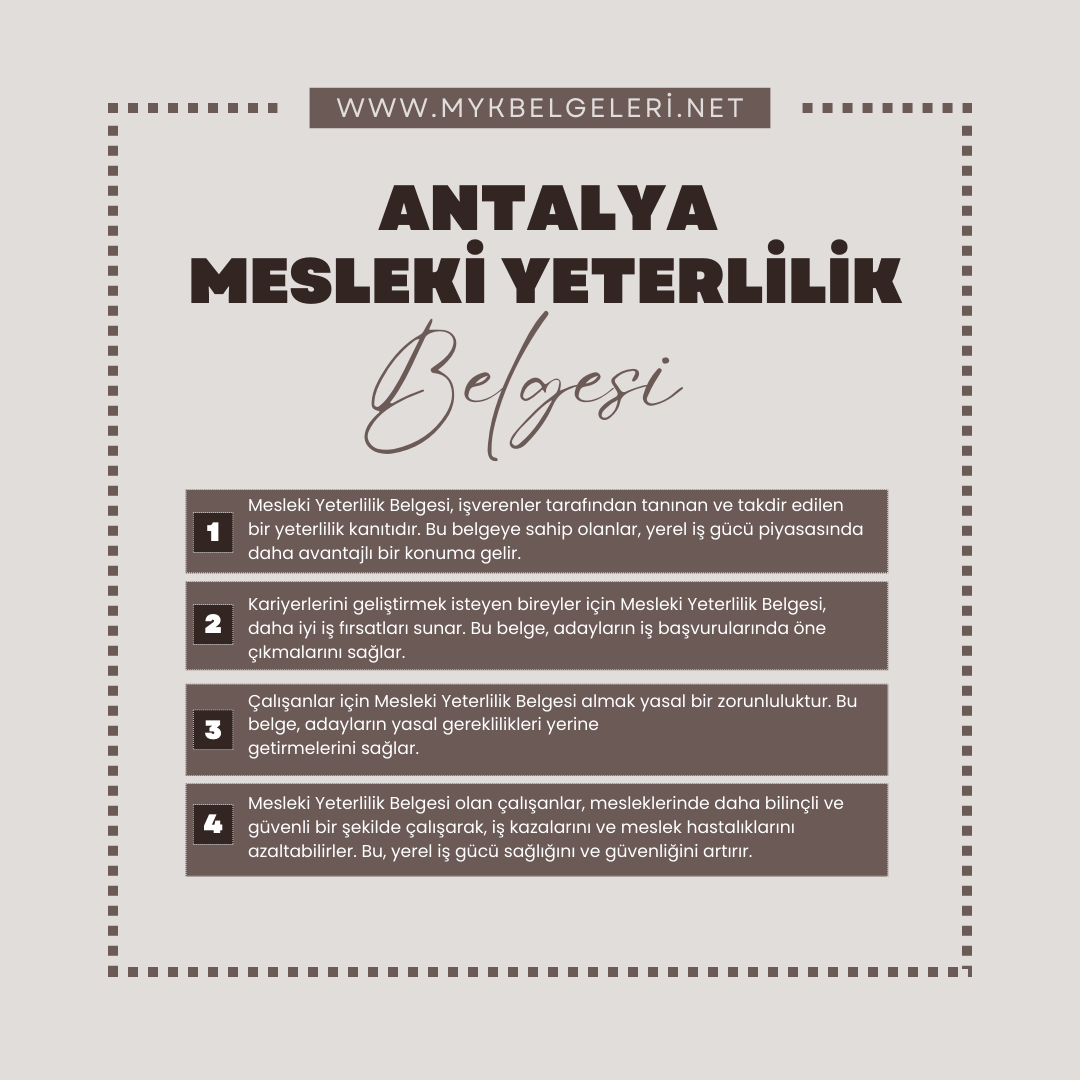 Antalya Mesleki Yeterlilik Belgesi
