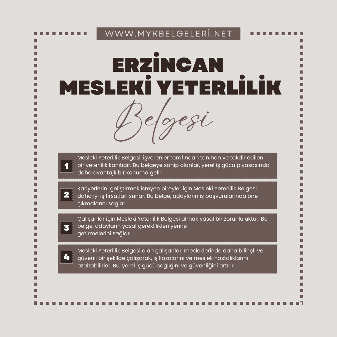 Erzincan Mesleki Yeterlilik Belgesi