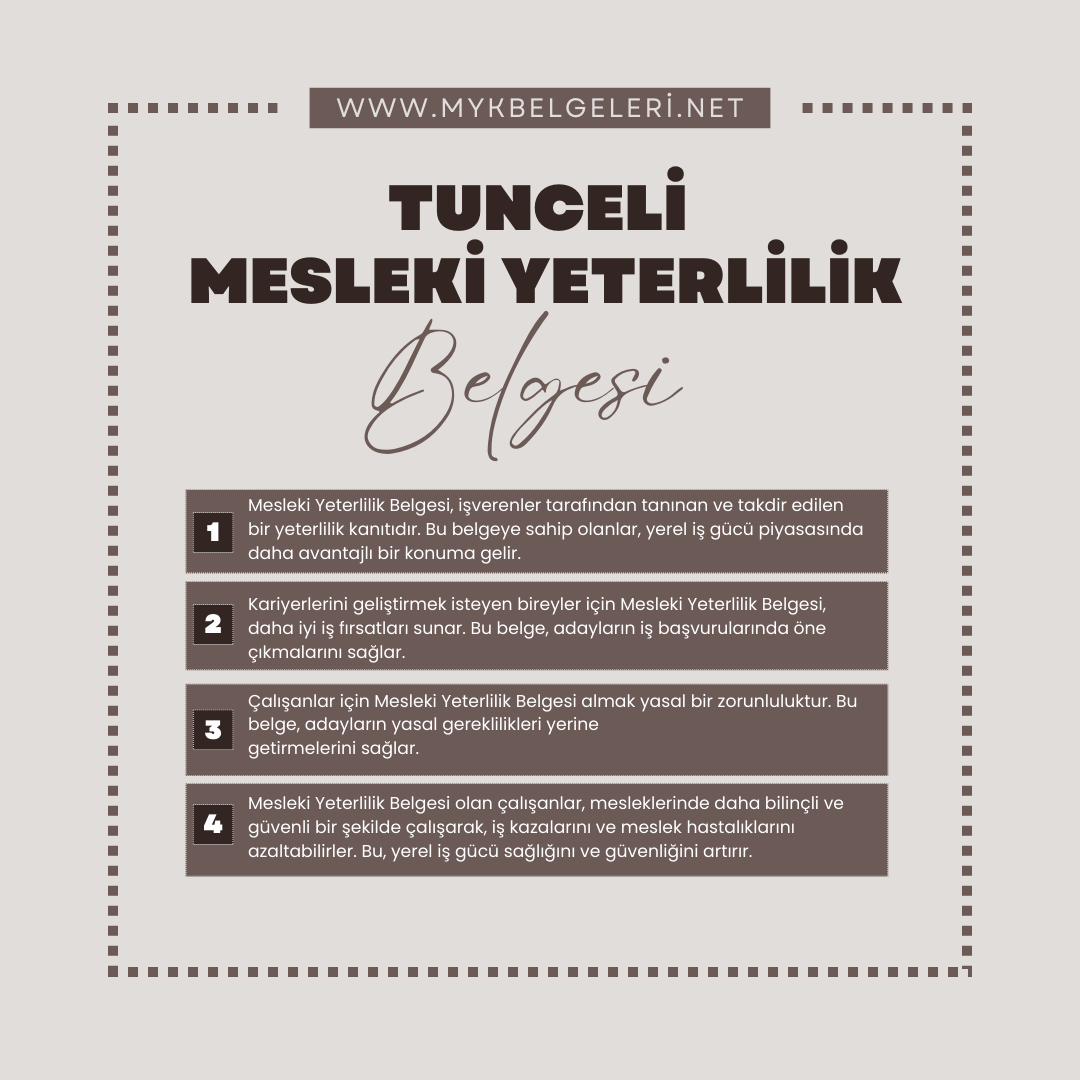 Tunceli Mesleki Yeterlilik Belgesi