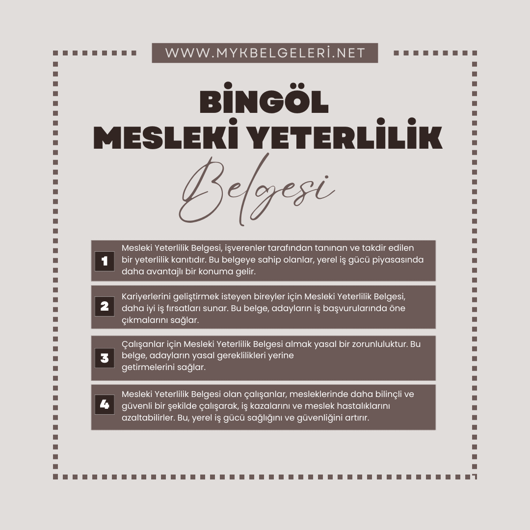 Bingöl Mesleki Yeterlilik Belgesi