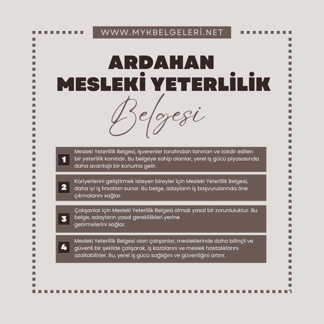 Ardahan Mesleki Yeterlilik Belgesi