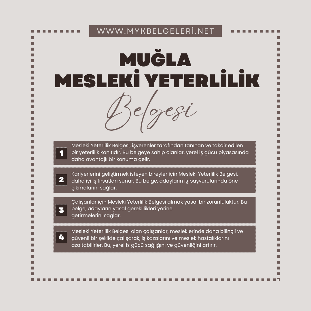 Muğla Mesleki Yeterlilik Belgesi
