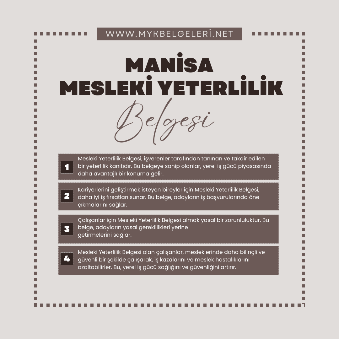 Manisa Mesleki Yeterlilik Belgesi