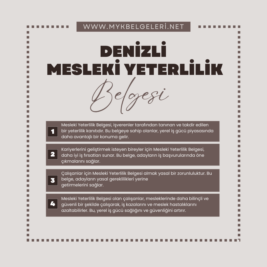 Denizli Mesleki Yeterlilik Belgesi