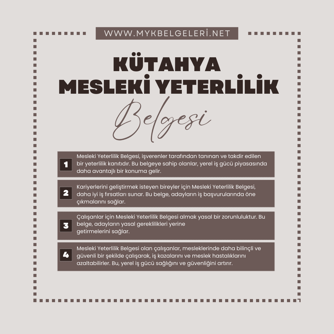 Kütahya Mesleki Yeterlilik Belgesi