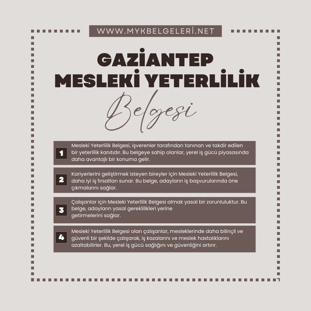 Gaziantep Mesleki Yeterlilik Belgesi
