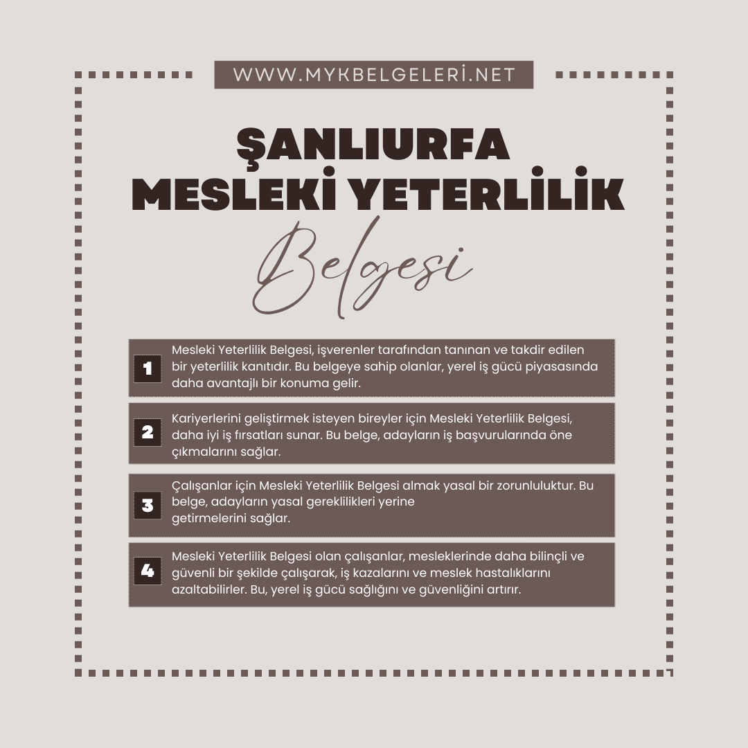 Şanlıurfa Mesleki Yeterlilik Belgesi