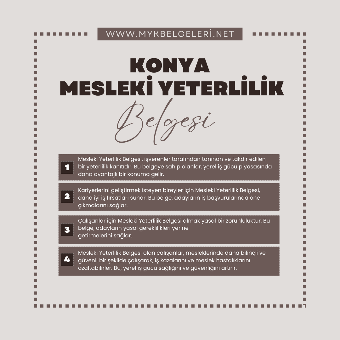 Konya Mesleki Yeterlilik Belgesi