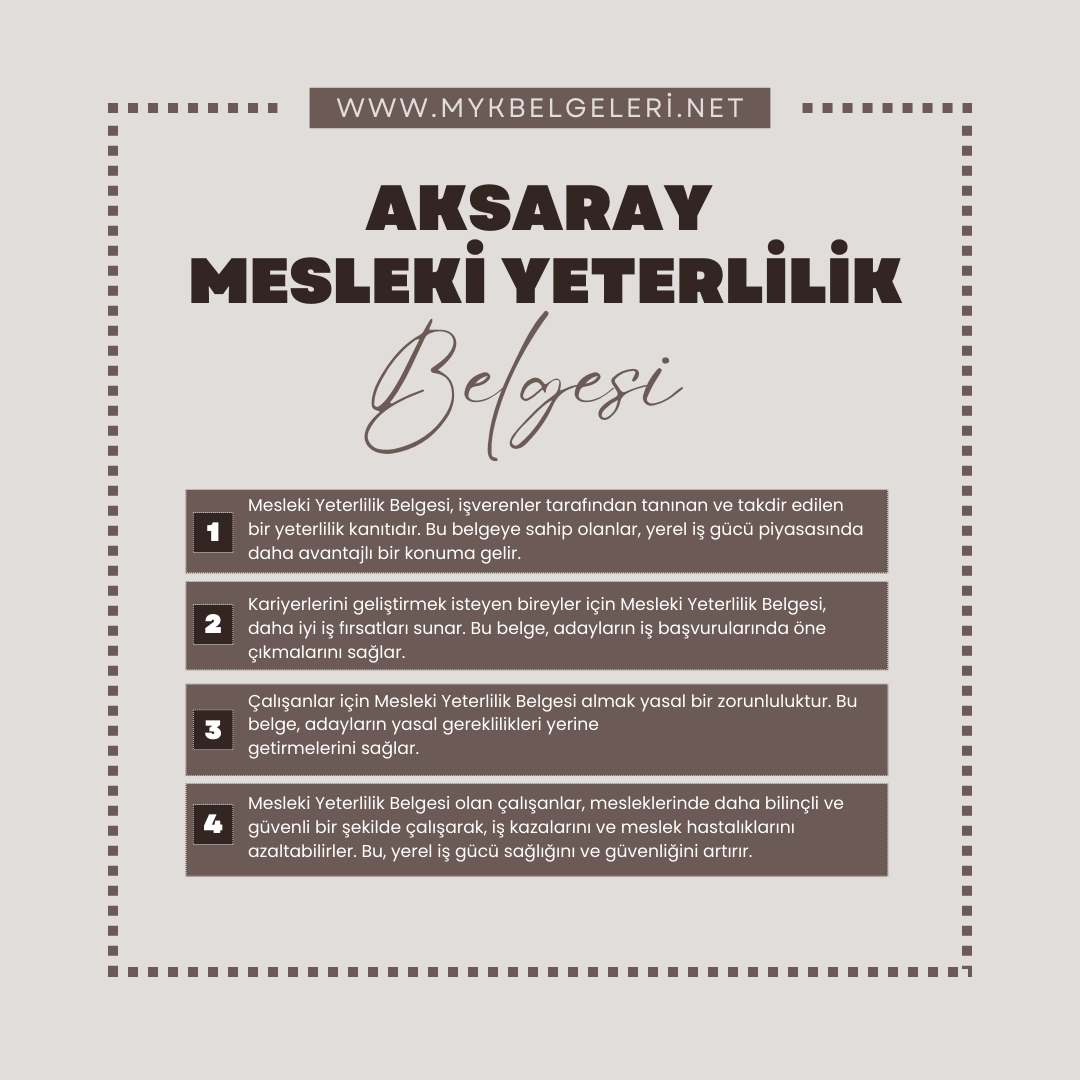 Aksaray Mesleki Yeterlilik Belgesi