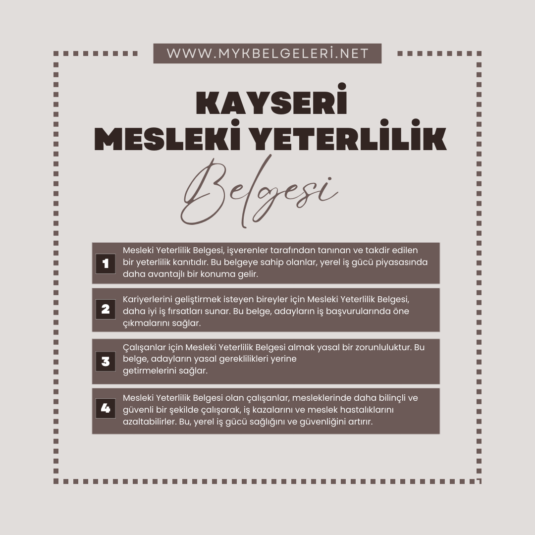 Kayseri Mesleki Yeterlilik Belgesi