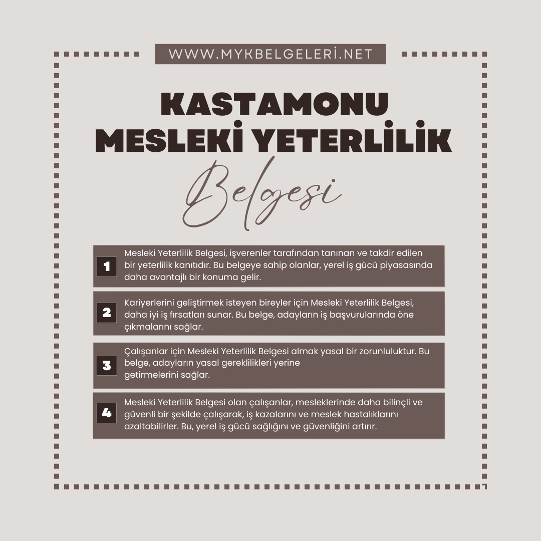 Kastamonu Mesleki Yeterlilik Belgesi