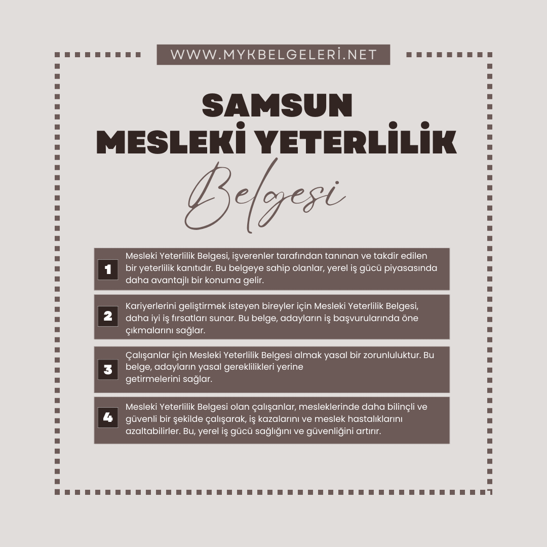 samsun mesleki yeterlilik belgesi