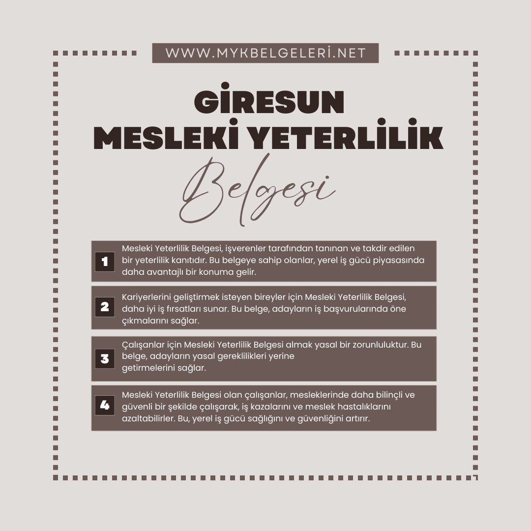Giresun Mesleki Yeterlilik Belgesi