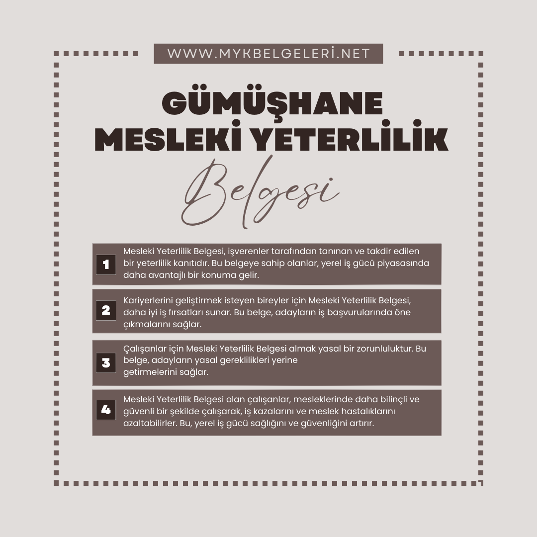 Gümüşhane Mesleki Yeterlilik Belgesi