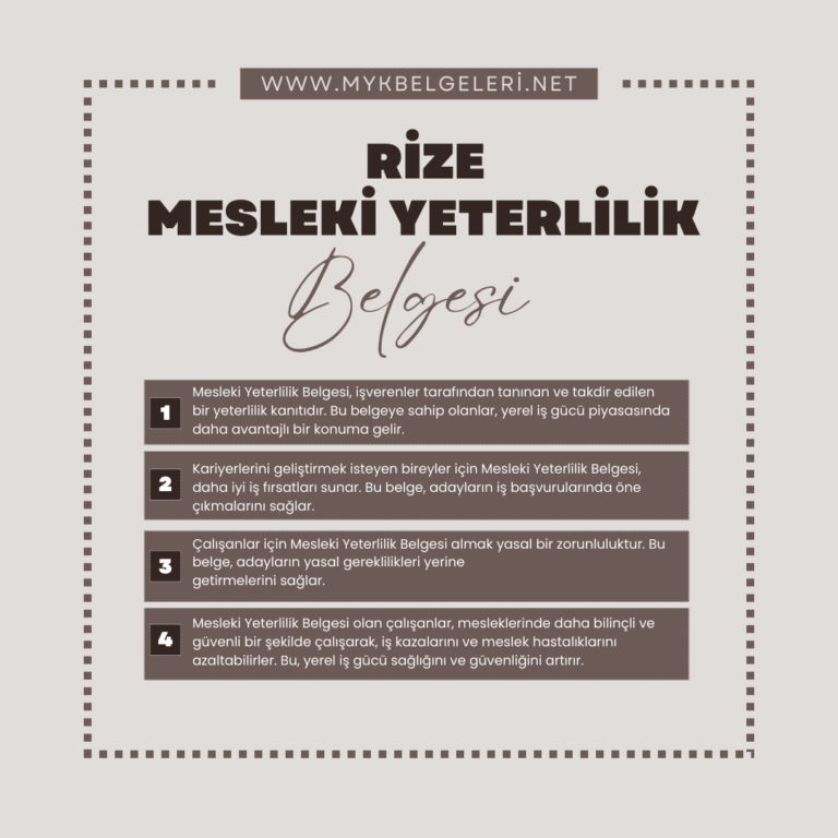 Rize Mesleki Yeterlilik Belgesi