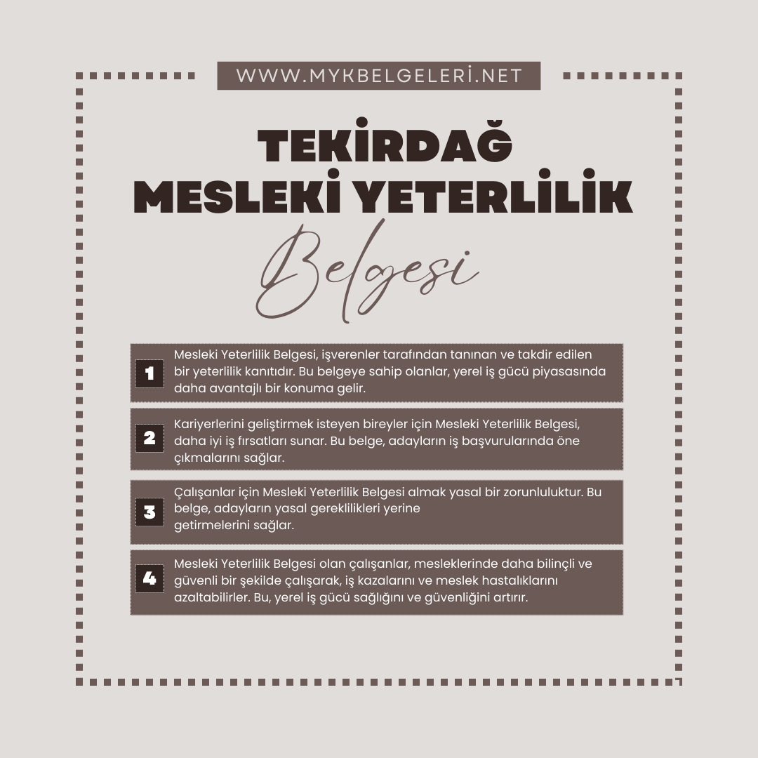 Tekirdağ Mesleki Yeterlilik Belgesi