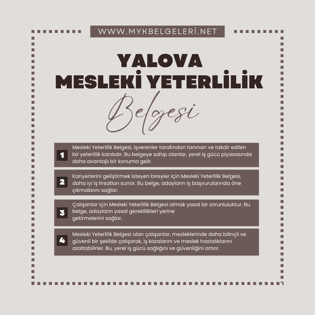 Yalova Mesleki Yeterlilik Belgesi