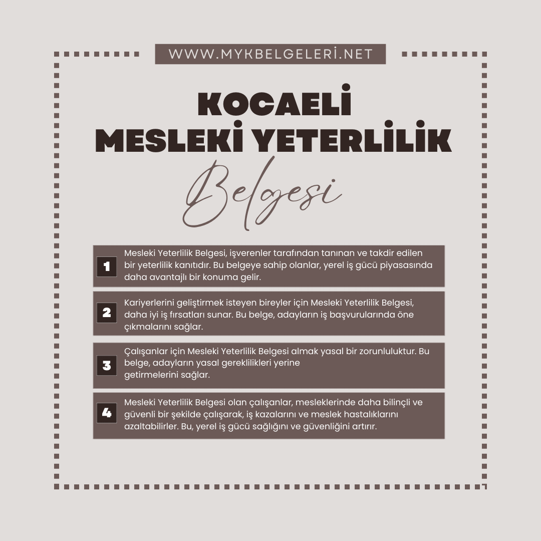 Kocaeli Mesleki Yeterlilik Belgesi